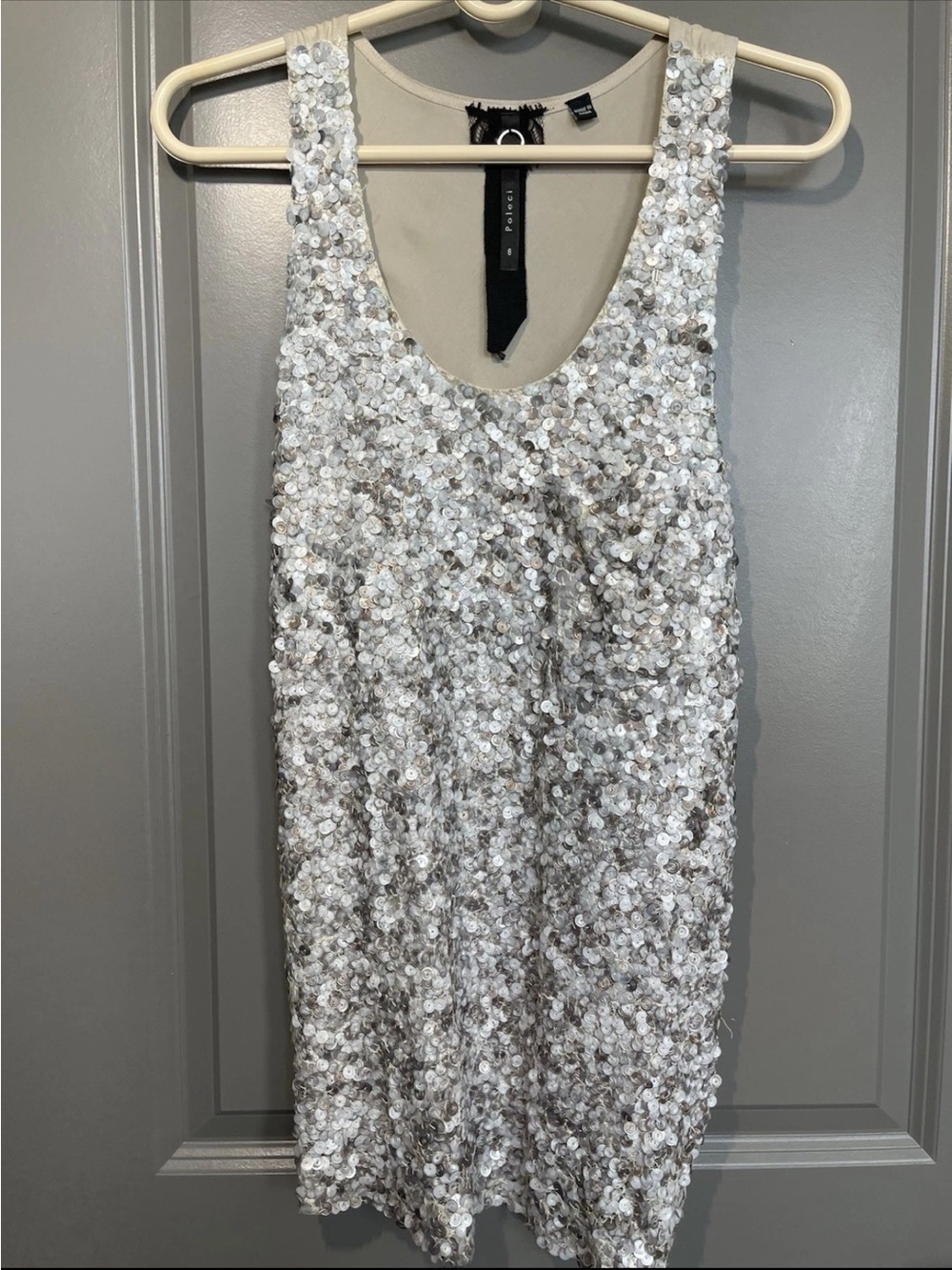 Vintage POLECI sequined designer blouse discoball shiny party size M